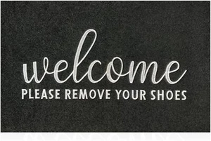 Welcome Mat Outdoor Please Remove Your Shoes Doormat Non 28"x18" Shoes&black - Picture 1 of 7