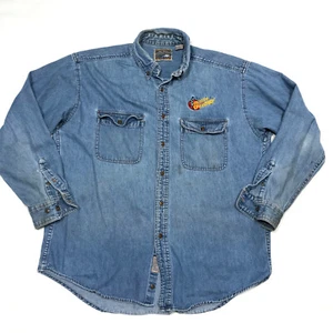 VTG Dunbrooke Upstream Blue Denim Colorado Natl Speedway Embroidered Shirt XL - Picture 1 of 9