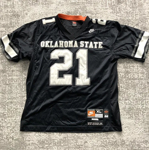 Barry Sanders OSU Jersey Black Nike Sewn Stitched Oklahoma State XL + 2 *read* Cover