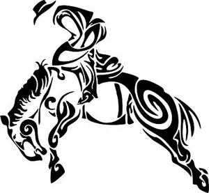 Cowboy Tribal Bronco Horse Rodeo Western Truck Window Vinyl Decal Sticker - Picture 1 of 2