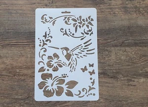 Plantillas pájaro con flores tatuaje de pared vintage Shabby Stencil pintura ST-1010756 - Imagen 1 de 5