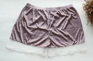 Women Sexy Home Shorts Smooth&Mesh Underwear Silky Boyshorts panties Purple S - Picture 1 of 7