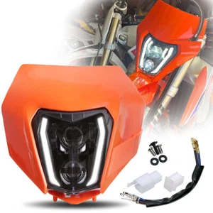 Orange Fairing Mask with Headlight Hi/Low DRL For Dirt Bike 250 350 450 500 690 - Picture 1 of 13