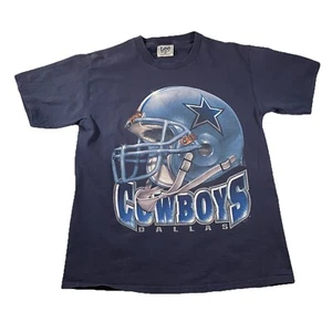 Vtg 90s Dallas Cowboys T Shirt L Nutmeg Lee Sport Helmet Graphic 1998 NFL Blue - Picture 1 of 16