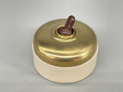 Vintage Antique GEC Ceramic  & Brass Dolly Toggle Light Switch • 19.99£