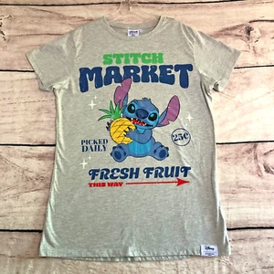 Skinny Dip Disney Lilo & Stitch Shirt Womens S Light Gray Long Pajama Dress Top - Picture 1 of 12
