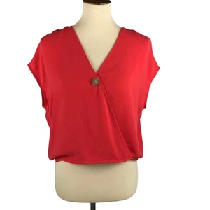 BP Nordstrom Womens Faux Wrap Cap Sleeves Blouse Orange Size Small - Foto 1 di 9