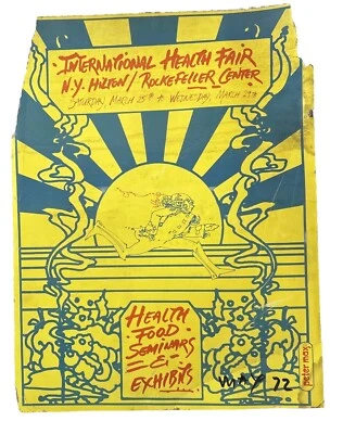 手工签名彼得·马克思 1972 超罕见健康食品海报 纽约 ROCKEFELLER 中心 — 第 1/4 张图片