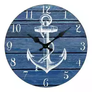 Delightful Blue 30cm Wall Clock (Nautical Theme), Beach, Surf, Holiday, Bathroom - Picture 1 of 5