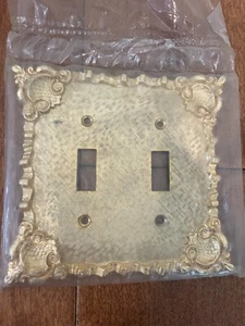 VTG 1970 Florenta of California *Double toggle light Switchplate 18k gold plate - Picture 1 of 2