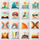 Abstract Rainbow Geometric Pillow Case Sunrise Mountain Polyester Cushion Cover