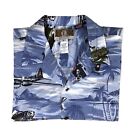 Kalaheo Vintage Herren blau/weiß Bomber Flugzeug Kriegskämpfer hawaiianisches Shirt Gr. Large neu mit Etikett 