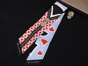 Bvlgari Scarf Serpenti Ribbon Scarf Ring Light Blue 100% Silk AS9609 Used - Picture 1 of 6