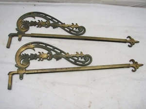 Antique Ornate Cast Iron Swing Arm Adjustable Curtain Rods Wall Bracket Hanger - Picture 1 of 4