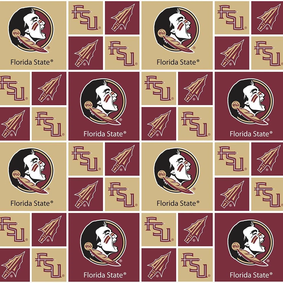 Семинолы из хлопчатобумажной ткани с геометрическим принтом Florida State University бывшего СССР в ярдах - Изображение 1 из 1