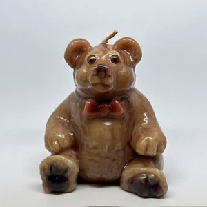 Lorelei Brown Bear Shaped Figure Figural Molded Wax Candle Plastic Eyes 4.25” - Picture 1 of 5