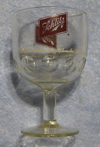 VINTAGE Glass SCHLITZ Goblet  THE BEER THAT MADE MILWAUKEE FAMOUS  Bar Ware - Picture 1 of 3