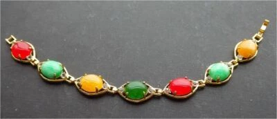 Brazalete Brazalete Pez Multicolor Jade Real Cabujón Imitación Diamante 18KGP Foto 1 de 4