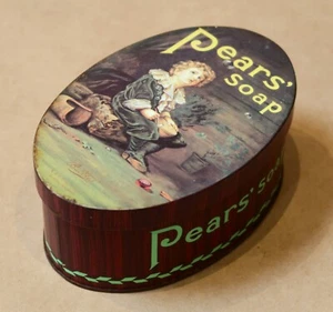 VINTAGE PEARS' SOAP OVAL TIN "BUBBLES" A. & F. PEARS - Picture 1 of 8
