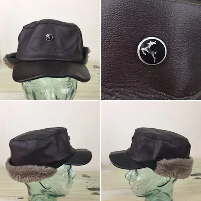 SOMBRERO DE CAZA - De colección Mid-Century Cuero Sintético Marrón, Orejeras de Piel, Para Hombre PEQUEÑO Foto 1 de 4