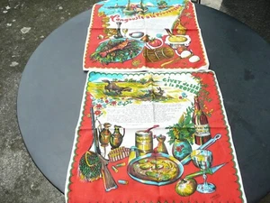 2petits torchons ancien vintage en coton à décors de recette provençale - Imagen 1 de 5