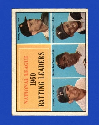 1961 Topps Set-Break # 41 Líderes de bateo de la Liga Nacional baja calidad (arruga) *GMCARDS* Foto 1 de 2