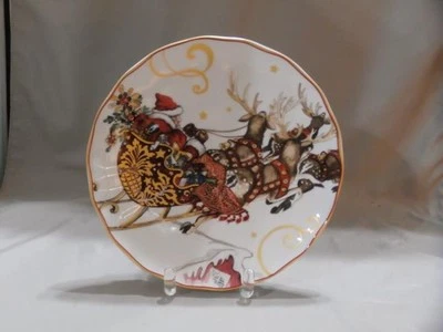 Plato de ensalada trineo de Santa Williams Sonoma Twas the Night Before Christmas 8 3/8" Foto 1 de 4