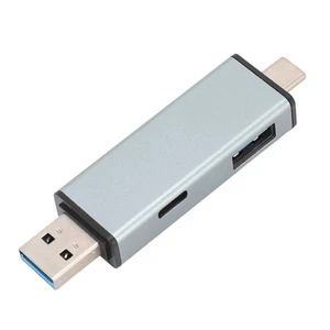 USB 3.0 Card Reader Plug And Play Dual Connector Memory Card Reader OTG Adap NEW - Afbeelding 1 van 12