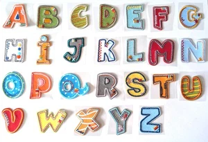 Bunte Buchstaben Zahlen Applikation Aufbügeln Alphabet ABC - Bild 1 von 2