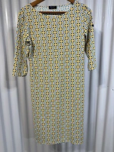 Saint James Boat Neck Half-Sleeve Shift Dress Small Yellow/Blue Stretch - Picture 1 of 7