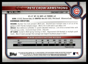 2022 Bowman Chrome Prospects Pete Crow - Armstrong Chicago Cubs #BCP-198 - Bild 1 von 1