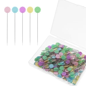 200 Pcs Flat Head Straight Pins, Flower Head Sewing Pins Multicolor Fixed Sew... - Picture 1 of 7