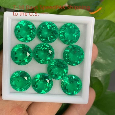 Lab Grown Columbia Emerald 0.5-10ct Round Cut VVS1 for Jewelry Making AGL  - Image 1 of 4