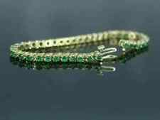 8Ct Round Cut Lab Created Green Emerald Tennis Bracelet 14k Yellow Gold Plated