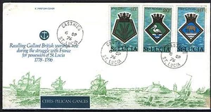 FDC AH58 St Lucia 1976 FDC warship Pelican 3v - Picture 1 of 1