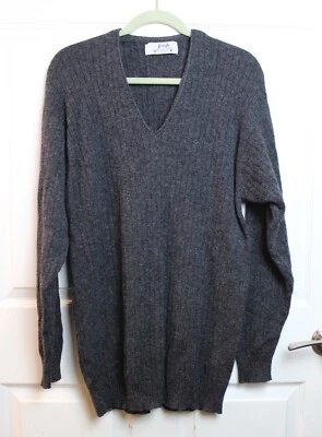 Suéter Pullover de Lana Para Hombre De Colección Pringle of Scotland Gris Acanalado Cuello en V Talla Med Foto 1 de 4