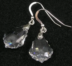 Avilagems Swarovski Crystal .925 Sterling Silver Clear Baroque Teardrop Earrings - Picture 1 of 3