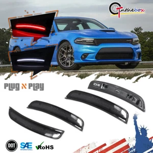 Smoke Lens White & Red LED Fender Side Marker Lights FOR 2015-2023 DODGE CHARGER - Picture 1 of 8