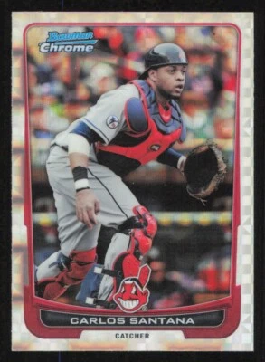 2012 Bowman Chrome CARLOS SANTANA X-Fractor card CLEVELAND GUARDIANS #51 - Image 1 of 2