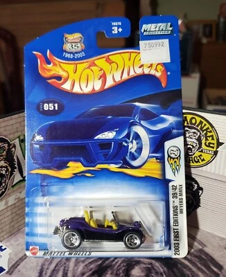 👓Hot Wheels 2003 #051 1st Edition🗻Meyers MANX Metallic Purple⭐Chrome 5-Spokes - Image 1 of 4