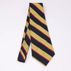 Cravatta uomo vintage Polo Ralph Lauren Repp a righe 100% seta oro nero rosso made USA - Foto 1 di 13