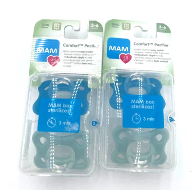 Chupetes MAM 3-6 meses azul y verde - NUEVOS Y envío gratuito (lote de 2) Foto 1 de 3
