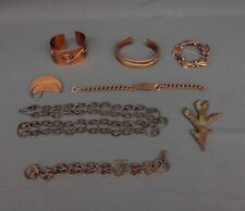 Copper Unsigned Vintage Estate Jewelry Lot Bracelets Pins,Necklace Cuff 8P