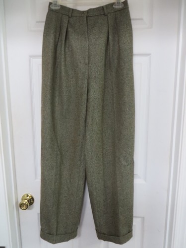 Pantaloni Burberrys lana cashmere tweed pieghe polsini tasche gamba larga beige 8