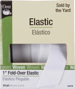 Dritz Woven Fold-Over Elastic 1"X24yd-White, 9487-W - Picture 1 of 3