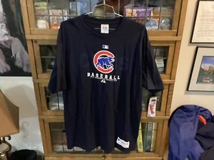 VTG NWT Chicago Cubs Blue MAJESTIC AUTHENTIC Collection T-shirt SZ XL - Cool - Picture 1 of 14