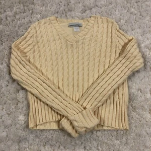 Sweater Project Waffle Chunky Knit Sweater Yellow Large Chest 32 in Vintage - Picture 1 of 6