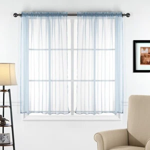 2 Stück Transparent Voile Transparent Stange Tasche Fenster Vorhang Flächenvorhang Stufen Set - Bild 1 von 27
