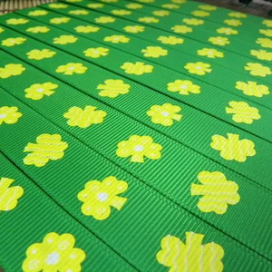 IRISH SHAMROCKS PRINTED GROSGRAIN RIBBON/5/8 "(16 mm)width /DIY Hair Bow/3YARDS - Picture 1 of 1