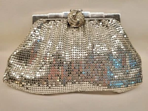 Vintage Whiting & Davis Silver Mesh Evening Bag Clutch | Rhinestones | Art Deco - Picture 1 of 10